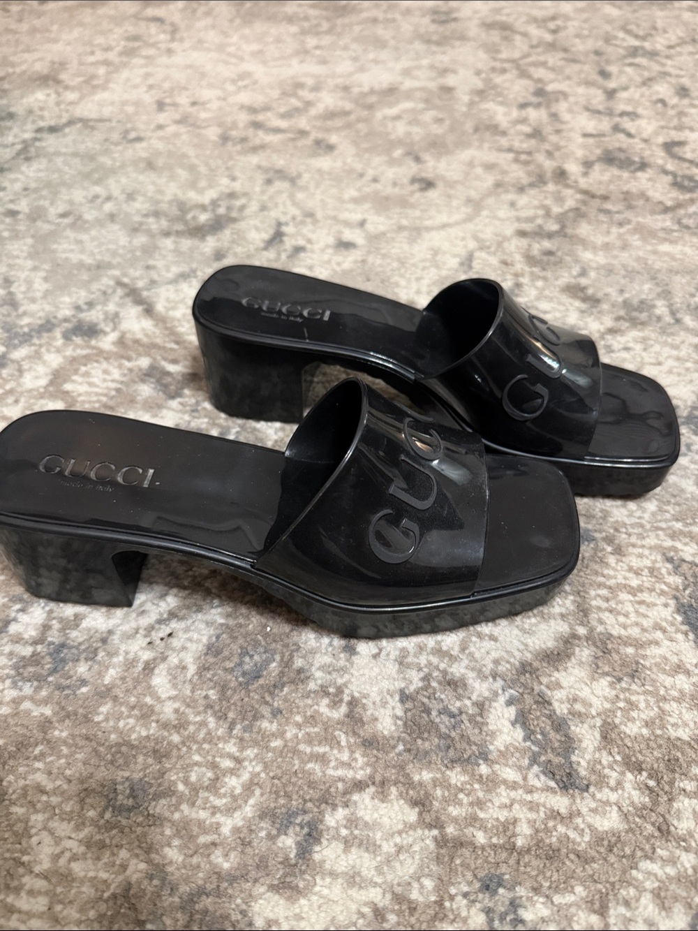 Gucci Black Logo Mule Sandals